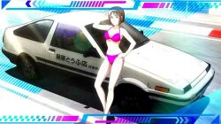 ae86 alternate_costume belly bikini blunt_bangs bob_cut bra breasts brown_eyes brown_hair car cosplay costume crop_top female fujiwara_takumi's_toyota_trueno_ae86 high_boots high_heels initial_d lipstick makeup medium_breasts midriff mogi_natsuki motor_vehicle official_art panties pink_bikini pink_bra pink_panties race_queen race_track race_vehicle racecar racetrack shin_gekijouban_initial_d short_hair skirt sunglasses swimsuit thighs toyota toyota_sprinter_trueno underwear