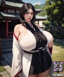 1girls ai_generated bleach braided_hair clothed clothing dark_hair erotaleart female female_only large_breasts nipples_visible_through_clothing older_female outside shounen_jump skirt unohana_retsu watermark