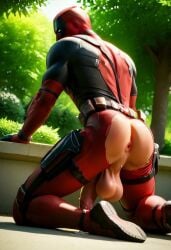 ai_generated anus ass back balls biceps big_balls big_penis deadpool gay kneeling looking_back male male_only marvel muscular muscular_male outside park penis ripped_clothing ripped_pants toned_body toned_male twall97