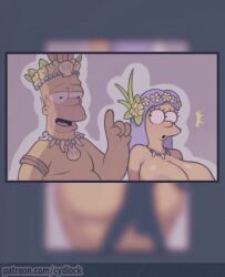 20th_century_fox 20th_century_studios animated animated_gif big_breasts cydlock gif hair_blue homer_simpson marge_simpson milf the_simpsons