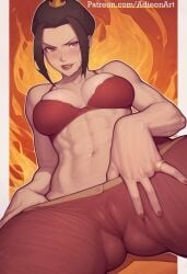 abs adieonart ai_generated ass avatar_the_last_airbender azula bra breasts camel_toe cameltoe cleavage looking_at_viewer red_nails removing_clothing removing_pants shirtless shirtless_female sweat sweating sweaty taker_pov