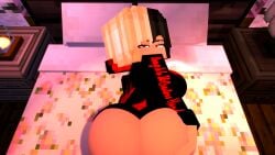 3d ass black_and_blonde_hair female looking_at_viewer mine-imator minecraft theactualhoney