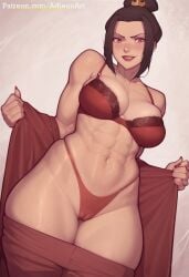 1girls abs adieonart ai_generated avatar_legends avatar_the_last_airbender azula bra breasts female fire_nation lingerie lingerie_bra lingerie_only lingerie_panties looking_at_viewer nipple_bulge panties red_lingerie red_lips red_lipstick red_nail_polish red_nails removing_clothing removing_pants removing_shirt sexy_pose smirk smirking smirking_at_viewer sweat sweatdrop thighs thighs_together thong thong_panties