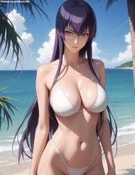 1girls 2d ai_generated ass athletic athletic_female bare_shoulders beach belly big_breasts bikini cleavage curvy curvy_figure cute cute_face detailed eyelashes eyeshadow female female_only fit fit_female focus high_quality highschool_of_the_dead huge_breasts large_breasts legs light-skinned_female light_skin lips lipstick long_hair looking_at_viewer makeup mascara midriff nero100 outdoors pale-skinned_female pale_skin posing purple_hair saeko_busujima sagging_breasts seductive seductive_look sexy_pose stable_diffusion tagme thighs thin_thighs