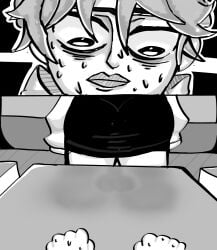 futanari girl joker_(persona) meme monochrome office office_lady