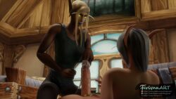 3d big_penis blaire_dawnstar blood_elf cum female ferlynn futa_on_female futanari handjob mastrubation selfsuck serenthia watching world_of_warcraft