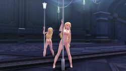 alisa_reinford big_breasts blonde_hair eiyuu_densetsu mirror mirror_reflection pole_dancing sen_no_kiseki stripper_pole tagme trails_of_cold_steel video