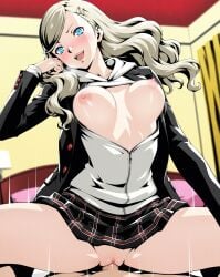 ai_generated ann_takamaki bouncing_breasts cowgirl_position persona_5