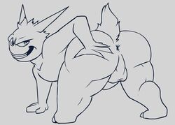 anthro anthrofied anus ass ass_up balls bent_over big_butt erection gengar hi_res male mukihyena nintendo penis pokémon_(species) pokémorph pokemon presenting presenting_hindquarters video_games