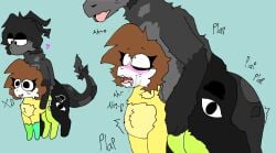 1boy 
eleganteye_alchiant(character) ahe_gao alchiants(species) black_body black_fur black_hair brown_hair female furry ibispaintx sex unknown_species watcher_curiosity_alchiant(character) white_face xd yellow_fur