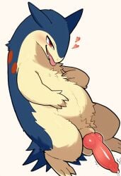 ai_generated erect feral knot knotted_penis pokemon precum typhlosion