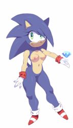 chaos_emerald edit exposed_torso female footwear fur furry furry_only genderswap handwear hedgehog humanoid mostly_nude naked nude pussy rule_63 solo sonic_(series) sonic_the_hedgehog sonique_the_hedgehog squish_(artist) tail