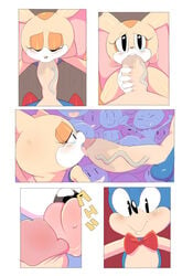 1boy 1girls blush bow_tie clothing cloudz comic cream_the_rabbit crowd fellatio female flat_chest flat_chested footwear group male oral penis pov presto_fasto sex shoes sonic_(series) sonic_the_hedgehog straight tears tongue tongue_out