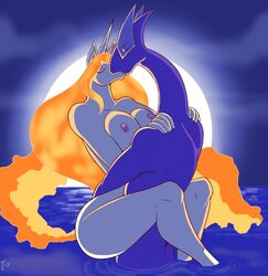 big_breasts breasts closed_eyes colored female fire generation_1_pokemon generation_2_pokemon kissing legendary_pokemon lugia male night nintendo pokemon pokemon_(species) rapidash reia sex straight video_games water zp92