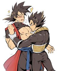 2boys abs armor black_hair blush blushing dragon_ball dragon_ball_heroes femboy gay lick licking licking_nipples looking_pleasured male male_focus male_only multiple_boys muscle muscles muscular muscular_male nipples saiyan_armor shiny shiny_hair shiny_skin shirt_lift shirt_up son_goku spiky_hair submissive submissive_male tongue undressing vegeta white_background xeno_goku xeno_vegeta yaoi