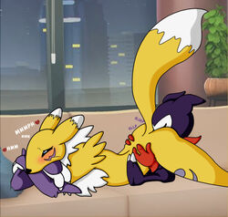 ass blush cunnilingus digimon impmon lying on_front oral renamon sex sofa theoryofstrings vaginal_penetration