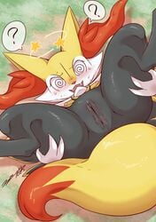 1girls 2d 2d_(artwork) ? anthro anus artist_signature biidama blush braixen breasts confused confusion creatures_(company) cute_fangs dazed female female_only fur furry furry_only game_freak hypnosis mind_control nintendo nipples open_mouth pokémon_(species) pokemon pokemon_(species) pussy seeing_stars solo speech_bubble spiral_eyes spoken_question_mark spread_legs spreading sweat symbol-shaped_pupils tail uncensored video_games