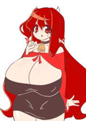 akai_(byternomar) animal_ears big_breasts byternomar choker cleavage cow_bell cow_girl cute female freckles freckles_on_breasts horns large_breasts large_cleavage nipple_bulge red_hair reference_image thick tight_clothing