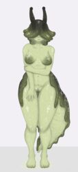 2017 areola breasts dripping eye_stalk female gastropod geier green_skin humanoid looking_at_viewer navel nipples nude puffy_nipples pussy slime slimy slug slug_girl solo standing thick_thighs transformation wet