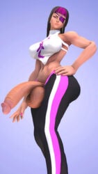 1futa 3d absurdres balls big_penis breasts cleavage dickgirl erection futa_only futanari highres huge_cock intersex juri_han looking_at_viewer penis rattledbonezone solo solo_futa source_filmmaker street_fighter testicles