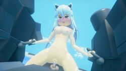 3d anon big_breasts blush cat_ears cat_tail cum_in_pussy cum_inside cumshot foursome grey_eyes naked natural_survival_disaster original_character roblox roblox_avatar robloxian white_hair