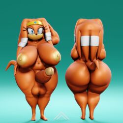 1futa 3d alternate_version_available anthro ass back_view balls big_breasts big_penis futa_only futanari huge_ass penis sonic_(series) thick_thighs tikal_the_echidna vulkyasha wide_hips