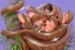 anaconda bestiality brunette brunette_hair cg coiling coils feet_up hypnosis jungle kingocrsh legs_up penetration python sex snake snake_bestiality snake_in_pussy tail_sex tree zoophilia