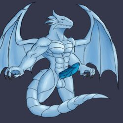 1boy anthro blue-eyes_white_dragon daikuhiroshiama dragon male male_only muscular nude penis reptile scalie solo wings