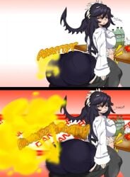 artist_request bloated bloated_belly dat_ass fart fart_cloud fart_fetish fat_ass female filia_(skullgirls) lip_biting onomatopoeia relief samson_(skullgirls) skullgirls tagme tagme_(artist)