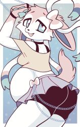 big_breasts breasts eeveelution female furry pokemon pokemon_(species) pompuffy pompuffy_(artist) pregnant sylveon thick_thighs wide_hips