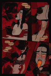 ahe_gao areolae balls black_hair blush breasts comic deepthroat demon dickgirl erection extreme_french_kiss french_kiss futa_on_futa futa_only futanari horns incase intersex kissing long_tongue nipples open_mouth oral penis testicles text the_invitation_(comic) throat_bulge tongue tongue_in_throat tongue_kiss tongue_out