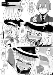 1boy 1girls all_the_way_to_the_base assistant_(tejina_senpai) black_and_white blush bowtie broken_condom censored clothed clothed_female clothing condom condom_in_mouth condom_on_penis condom_wrapper cum cum_in_mouth cum_in_throat cum_inside deepthroat dialogue doujin doujinshi english english_text fangs female grayscale greyscale magic_trick magician magician_hat male nanashiki oral_creampie oral_request oral_sex pantless pubic_hair sabotaged_condom safe_sex sex sharp_teeth speech_bubble tejina_senpai tejina_senpai_(character) tejina_senpai_(series) text thought_bubble translated tricked wearing_condom x-ray xray_view