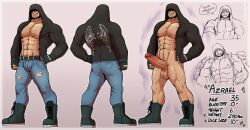 1boy abs balls bara beefy biceps big_balls big_penis bottomless bulge clothing cocky daddy dialogue dominant dominant_male domination erection fingerless_gloves gloves hood hood_up hoodie looking_at_viewer looking_down looking_down_at_viewer male male_nipples male_only manly muscular muscular_male nipples obscured_eyes open_shirt pecs penis smile smiling_at_viewer smirk smirking_at_viewer smug solo solo_male talking_to_viewer tight_clothing wolfshirtart