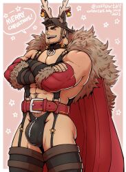 abs bara biceps big_bulge bulge christmas christmas_clothing fenrir_(wolfshirtart) holidays male male_only muscular_male pecs penis_outline twitter_user_oc werewolf wolfshirtart