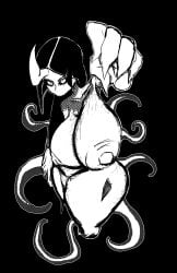 1girls 1horn big_ass big_breasts black_and_white breasts_bigger_than_head dark_hair demon demon_girl demon_horns evil_eyes ghoul grimm_(rwby) horn hourglass_figure huge_breasts long_hair monochrome pale_skin spooky tagme tentacle veiny veiny_breasts wide_hips zommbay