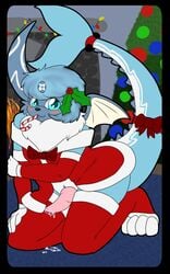 absol animal_genitalia animal_penis blush bow candy candy_cane canine_penis christmas clothing digital_media_(artwork) dress eeveelution erection fluffy food frozen_over girly holidays holly_(plant) hybrid legwear male male_only male_vaporeon markings nintendo penis plant pokémon_(species) pokemon pokemon_(species) precum stockings tamashii vaporeon video_games