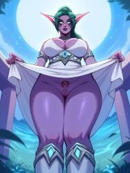 ai_generated big_breasts blizzard_entertainment elf elf_ears elf_female enigmata horde_symbol horde_tattoo night_elf night_elf_female tagme tattoo tyrande_whisperwind upskirt warcraft world_of_warcraft