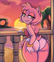 1female 1girl 1girls 2024 amy_rose anthro ass bubble_ass bubble_butt cute_ass female furry furry_female hands_on_ass hedgehog hedgehog_girl looking_at_viewer looking_back panties sega sonic_(series) triggerpigart white_panties