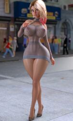 1girls 3d bimbo bimbofied blonde_hair blue_eyes clothed dress dyed_hair female female_only gwen_stacy gwen_stacy_(spider-verse) high_heels huge_ass huge_breasts imminent_anal imminent_oral imminent_penetration imminent_sex large_ass large_breasts long_hair looking_at_viewer looking_pleasured nipple_bulge no_bra no_panties no_underwear outdoors outside public public_exposure public_nudity revealing_clothes ruidx see-through see-through_clothing sexually_suggestive skimpy_clothes spider-man_(series) teasing thick_ass thick_lips thick_thighs thin_waist
