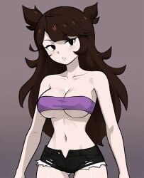 ai_generated aidude brown_hair jaiden_animations midriff short_shorts tagme tubetop white_skin