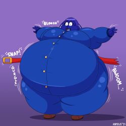 big_breasts blueberry_inflation breasts female furry hastagaspacho huge_breasts inflation thick_thighs violet_beauregarde_(cosplay) wide_hips willy_wonka_and_the_chocolate_factory