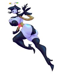 1girls 2017 big_breasts black_hair high_heels mega_drive mettaton mettaton_ex rule_63 sega_genesis short_hair slb thick_thighs thigh_highs undertale