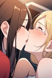 ai_generated blonde_hair blush brown_hair closed_eyes daughter frosting.ai incest keep_it_a_secret_from_your_mother kissing mother mother_and_daughter na-yeon open_mouth tears yeon-ah yuri