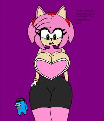 amy_rose amy_the_bat big_breasts bodysuit busty curvy_female neckline rouge_the_bat_(cosplay) sonic_(series) spandex_suit thick_thighs