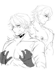 big_muscles big_nipples bungo_stray_dogs fukuzawa_yukichi long_hair