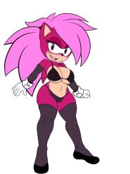 ass bikini breasts flat_colors gloves happy magenta_fur navel pink_hair sonia_the_hedgehog sonic_(series) sonic_underground stockings