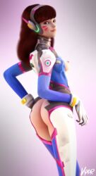 3d areolae ass blender breasts d.va female female_only looking_at_viewer looking_back nipples overwatch solo vyxor