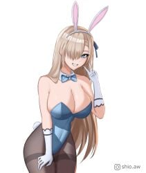 1girls asuna_(blue_archive) blonde_hair blue_archive blue_eyes bunny_ears bunny_tail bunnysuit shio_aw