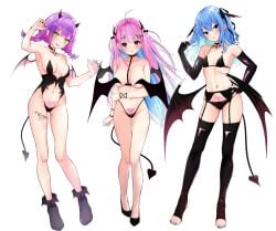 3girls absurd_res absurdres ahoge arm_above_head arm_gloves arm_up armpits arms_up bare_armpits bare_arms bare_belly bare_calves bare_chest bare_hands bare_hips bare_knees bare_legs bare_midriff bare_navel bare_shoulders bare_skin bare_thighs bare_torso belly belly_button black_arm_gloves black_bra black_bracelet black_bracelets black_choker black_fingernails black_garter_straps black_gloves black_hair_ribbon black_horn black_horns black_legwear black_leotard black_nail black_nail_polish black_panties black_ribbon black_shoes black_stockings black_tail black_thighhighs black_underwear black_wings blue_eyebrows blue_eyes blue_eyes_female blue_fingernails blue_hair blue_hair_female blue_nail blue_nail_polish blue_toenail_polish blue_toenails blush blushing_at_viewer blushing_female bra bracelet bracelets braid braided_twintails breasts choker cleavage cleft_of_venus collarbone covering covering_breasts covering_nipples covering_self curvy curvy_body curvy_female curvy_figure curvy_hips curvy_thighs demon_horn demon_horns demon_tail demon_wings dot_nose elbows embarrassed embarrassed_female embarrassed_nude_female ex_idol exposed exposed_armpits exposed_arms exposed_belly exposed_legs exposed_midriff exposed_shoulders exposed_thighs exposed_torso eyebrows_visible_through_hair feet female female_focus female_only fingernails fingers flat_belly flat_chest flat_chested full_body garter_straps gloves green_eyes green_eyes_female groin hair_between_eyes hair_ribbon half_naked hand_above_head hand_on_arm hand_on_hair hand_on_hip hand_on_own_arm hand_on_own_hair hand_on_own_hip hand_on_own_waist hand_on_waist hand_up hands_up head_tilt high_resolution highres hips hololive horn horns hoshimachi_suisei hourglass_figure knees knees_together knees_together_feet_apart large_breasts latex_clothing latex_gloves latex_panties latex_thighhighs legs legwear leotard light-skinned_female light_skin long_hair looking_at_viewer medium_breasts minato_aqua multiple_females multiple_girls nail nail_polish naked naked_female navel nervous nervous_expression nervous_face nervous_female nude nude_female open_mouth open_mouth_smile panties parted_lips petite petite_body petite_breasts petite_female petite_girl pink_eyebrows pink_eyes pink_eyes_female pink_hair pink_hair_female purple_eyebrows purple_hair purple_hair_female pussy ribbon shoes shoulders shy shy_expression sideboob simple_background skinny skinny_female skinny_girl skinny_waist slender_body slender_waist slim_girl slim_waist small_breasts smile smiling smiling_at_viewer standing stockings tail thick_thighs thigh_gap thighhighs thighs thin_waist tilted_head toenail_polish toenails tokoyami_towa tongue tongue_out twintails twintails_(hairstyle) underboob underwear upper_teeth v-line virtual_youtuber waist white_background wide_hips wings