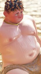 1boy barely_clothed beach beach_towel chubby chubby_belly chubby_male collar collar_only covered covered_penis covering covering_crotch daiki_(yudajuda) fat fat_man gay gay_male looking_away male male_focus male_only nipple nipples obese obese_male outdoor outdoor_nudity outdoors outdoors_nudity outside overweight overweight_male sitting sitting_on_floor sitting_on_ground solo solo_focus solo_male sweat sweating sweaty sweaty_body towel towel_covering_crotch towel_only yudajuda